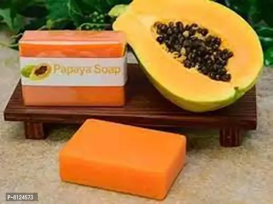 GlowMe Homemade Activated Papaya (Cold Processed) Soaps , Pack of 4, 100gms-thumb0