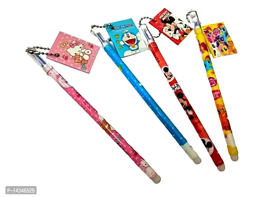 Blue gel pens Cartoon Eraseable pen for kids,with hanging cute mini diary on the cap.(pack of 4-thumb0