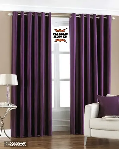 Stylish Polyester Blend Solid  Window Curtain, Set of 2