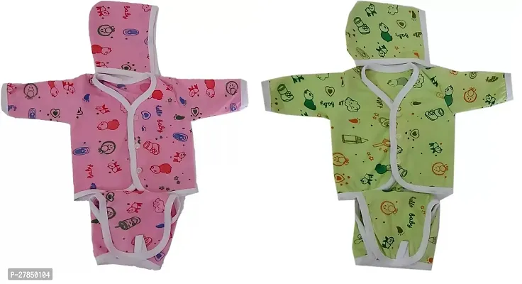 Gd Chelani And Sons Combo Of 2 Baby Boys  Baby Girls Casual Vest Shorts, Cap Dress Set (Pink And Green)-thumb0