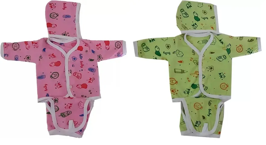 Gd Chelani And Sons Combo Of 2 Baby Boys Baby Girls Casual Vest Shorts, Cap Dress Set (Pink And Green)