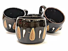 Pack of 6 Ceramic Coffee/Tea/Chai Cups Small Cup Latest Design 140ML (Brown  Multicolor)  (Brown, Cup Set)-thumb1