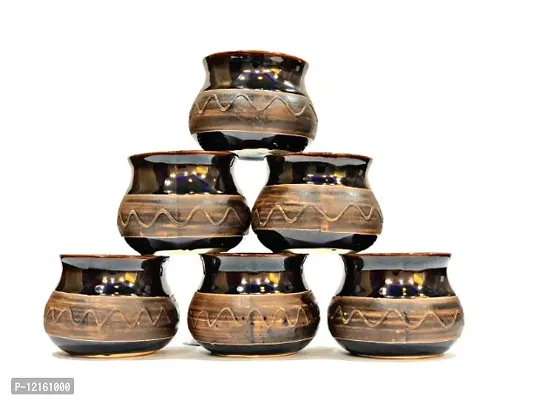 KAVYU Pack of 6 Ceramic Pack of 6 Ceramic Tea/Coffee Cups Set of 6 Multicolor  (Brown, Cup Set)-thumb2