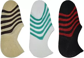 Sizzers Loafer Socks || Cotton Striped No Show Loafer Socks || Men's  Women's Cotton || sock (pack of 3)-thumb1
