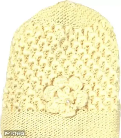 Sizzers Winter Cap || Handmade Soft Winter || Warm Woolen Beanie Cap || Design Soft Quality || Stylish Winter Woolen Cap Women (Beige)-thumb0