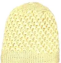 Sizzers Winter Cap || Handmade Soft Winter || Warm Woolen Beanie Cap || Design Soft Quality || Stylish Winter Woolen Cap Women (Beige)-thumb1
