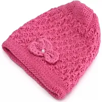 Sizzers Winter Cap || Handmade Soft Winter || Warm Woolen Beanie Cap || Design Soft Quality || Stylish Winter Woolen Cap Women (Pink)-thumb3