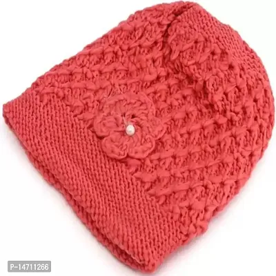 Sizzers Winter Cap || Handmade Soft Winter || Warm Woolen Beanie Cap || Design Soft Quality || Stylish Winter Woolen Cap Women (Red)-thumb4
