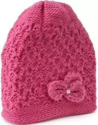 Sizzers Winter Cap || Handmade Soft Winter || Warm Woolen Beanie Cap || Design Soft Quality || Stylish Winter Woolen Cap Women (Pink)-thumb1