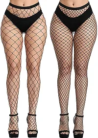 Sizzers Women's/Girls's || High Waist Pantyhose || Tights Fishnet Stockings || Mesh Net Style, Free Size, Black || Net Pantyhose For Womens (Pack of 2 Styles)-thumb4
