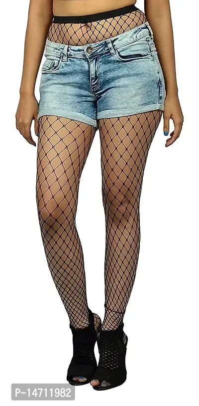 Sizzers Women's/Girls's || High Waist Pantyhose || Tights Fishnet Stockings || Mesh Net Style, Free Size, Black || Net Pantyhose For Womens (Pack of 2 Styles)-thumb3
