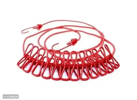 Portable Multi Functional Drying Rope with 12 Clips and 2 Hooks