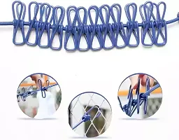 Portable Multi Functional Drying Rope with 12 Clips and 2 Hooks-thumb2