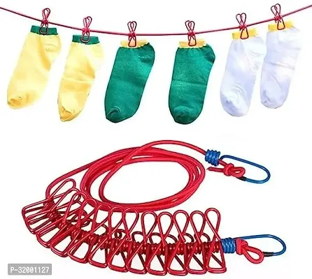 Portable Multi Functional Drying Rope with 12 Clips and 2 Hooks-thumb4