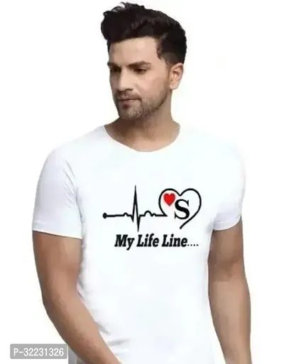 Stylish White Cotton Printed Round Neck Tees For Men-thumb0