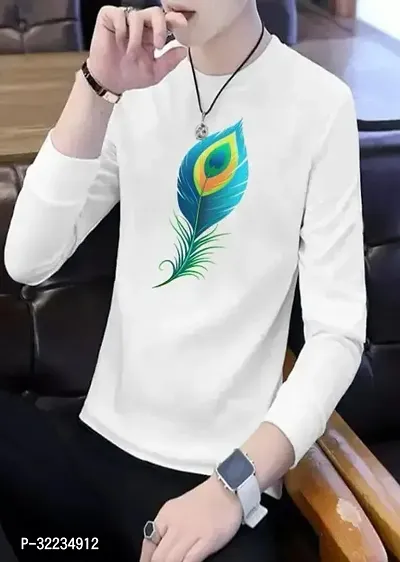 Stylish Polyester Printed Round Neck T-Shirt For Men-thumb0