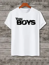 Stylish White Polyester Blend Printed T-shirt For Men-thumb1