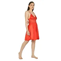 NIGHT GIRL Women Short Nighty Babydoll Mesh Wedding Nightie Bridal Nightdress . (Free Size, Red)-thumb4