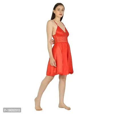 NIGHT GIRL Women Short Nighty Babydoll Mesh Wedding Nightie Bridal Nightdress . (Free Size, Red)-thumb5