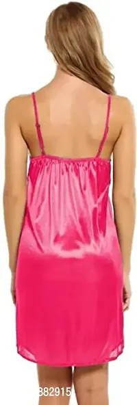 NIGHT GIRL Women Solid Babydoll Nightdress/Nightwear Short Nighty - Free Size (Free Size, Pink)-thumb2