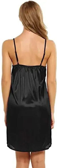 NIGHT GIRL Women Solid Babydoll Nightdress/Nightwear Short Nighty - Free Size (Free Size, Black)-thumb1