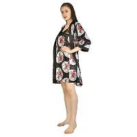 NIGHT GIRL Women Printed Houscoat and Short Nighty Set Size [Free] (Free Size, Grey)-thumb3