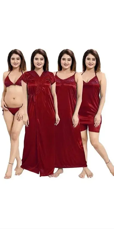 NIGHT GIRL Women Nighty Set Pack of 6 Size Women/Girls(Free,M,L,XL)