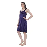 NIGHT GIRL Women's Satin Solid Midi Short Nighty Nightdress Size (Free) (Free Size, Dark Blue)-thumb4