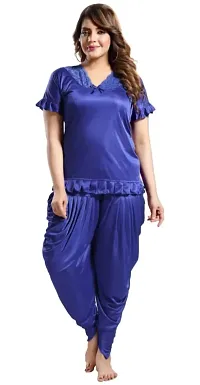 Stylish Fancy Satin Patiala Night Suit For Women-thumb2