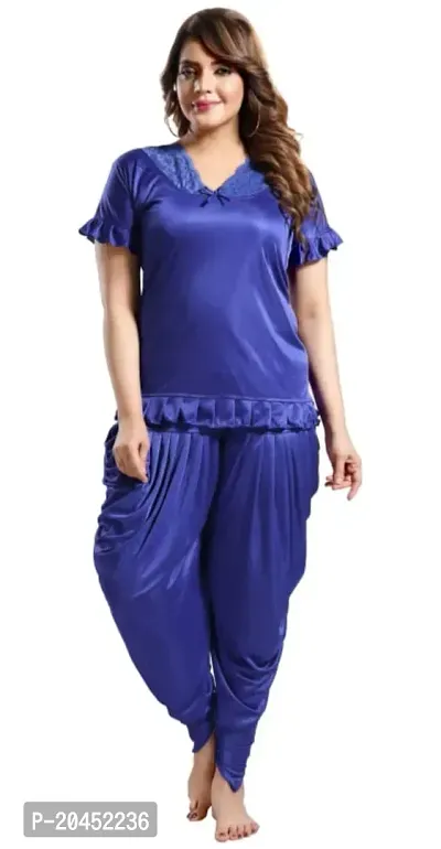 Stylish Fancy Satin Patiala Night Suit For Women-thumb3