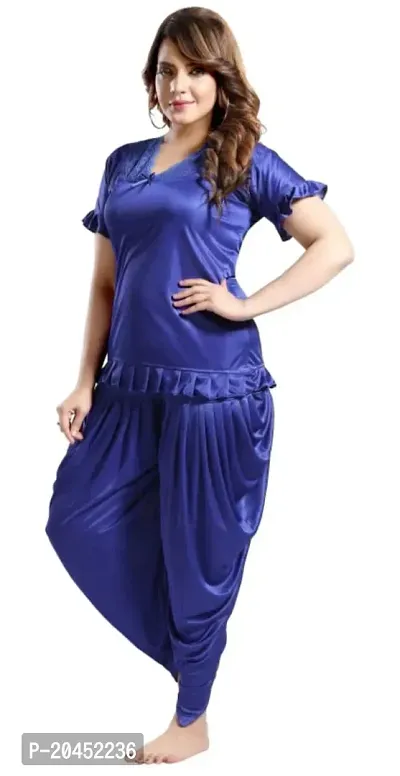 Stylish Fancy Satin Patiala Night Suit For Women-thumb2