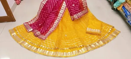 Rajasthani Bhandhej Kotta Doriya Lehnga Choli Dupatta Set 09