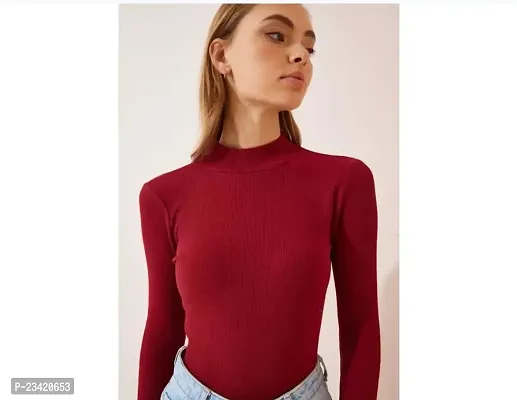 Elegant Red Lycra Solid Top For Women-thumb0