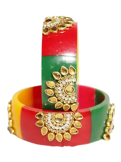 DISHU Bangles Plated Plastic Seap Bridal Rajasthani Kade Set For Women & Girls