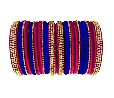 Thread Trends Silk Thread Bangles Set 16 Bangles for Women & Girls (Pink-Royal Blue) (Size-2/2)-thumb2