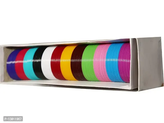 DISHU Plastic Bangles Thin Bangles - 72 Pcs (Multicolor) 6 Cut-thumb0