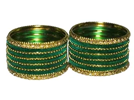 DISHU Black Bangles Velvet Metal Set With Golden Kada & Dot Chudi Wedding Chura/Bridal Chuda For Women & Girls (Set Of 32 Bangles)-thumb1