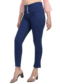 ZUBI ZUBI Women's 5 Button Denim Jeans | High Waist Ankle Length | Stretchable High Rise Skinny Fit Jeans (32, Light Blue)-thumb3
