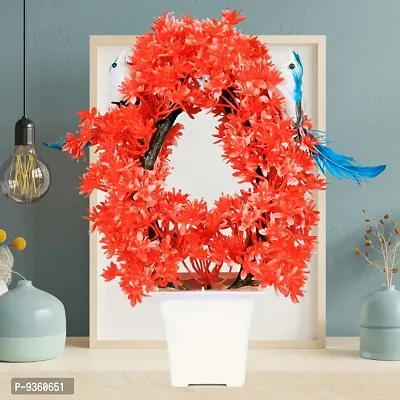 Artificial Red Plant With Pot Sparrow Size 12 Inch Pack Of 1