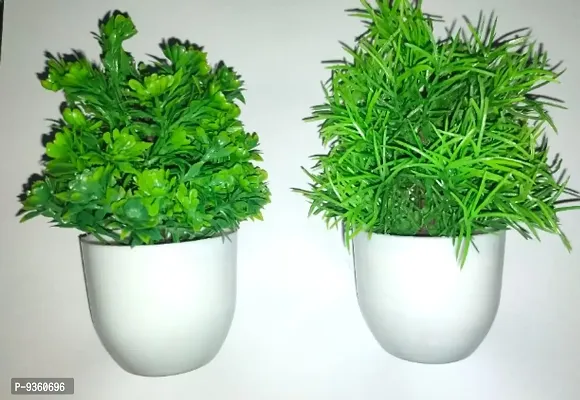 Artificial Green Plant With Pot Sparrow Size 24 Cm Pack Of 2