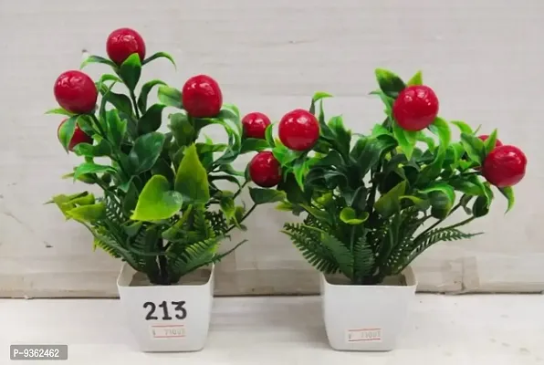 Artificial Cherry Plant With Pot Size 7 Inch Pack Of 2-thumb0