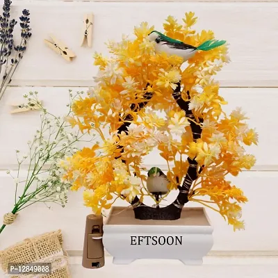 Artificial Bonsai Tree with Sparrow - Living Room Dining Table Decor |Home,Office Party Decor |Speacial Ocassion Decor | Festival Theme Decorative | Yellow Color with MULTI Light-thumb4