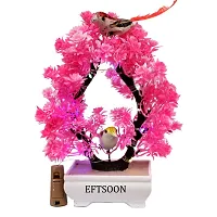 Artificial Bonsai Tree with Sparrow - Living Room Dining Table Decor |Home,Office Party Decor |Speacial Ocassion Decor | Festival Theme Decorative | Pink Color with MULTI Light-thumb1