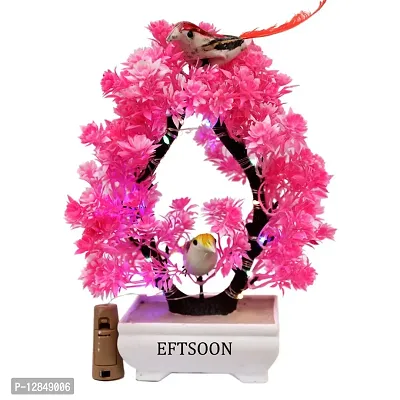 Artificial Bonsai Tree with Sparrow - Living Room Dining Table Decor |Home,Office Party Decor |Speacial Ocassion Decor | Festival Theme Decorative | Pink Color with MULTI Light-thumb2