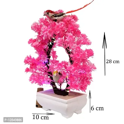 Artificial Bonsai Tree with Sparrow - Living Room Dining Table Decor |Home,Office Party Decor |Speacial Ocassion Decor | Festival Theme Decorative | Pink Color with MULTI Light-thumb3