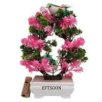 Artificial Bonsai Tree with Sparrow - Living Room Dining Table Decor |Home,Office Party Decor |Speacial Ocassion Decor | Festival Theme Decorative | Pink  Green Color with MULTI Light-thumb1