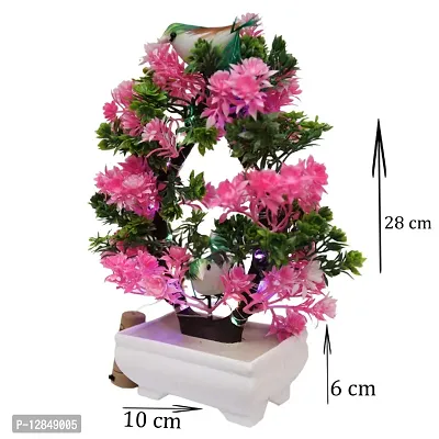Artificial Bonsai Tree with Sparrow - Living Room Dining Table Decor |Home,Office Party Decor |Speacial Ocassion Decor | Festival Theme Decorative | Pink  Green Color with MULTI Light-thumb4
