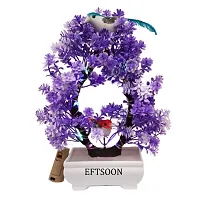 Artificial Bonsai Tree with Sparrow - Living Room Dining Table Decor |Home,Office Party Decor |Speacial Ocassion Decor | Festival Theme Decorative | Purple Color with MULTI Light-thumb1
