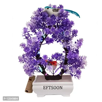 Artificial Bonsai Tree with Sparrow - Living Room Dining Table Decor |Home,Office Party Decor |Speacial Ocassion Decor | Festival Theme Decorative | Purple Color with MULTI Light-thumb2