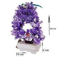 Artificial Bonsai Tree with Sparrow - Living Room Dining Table Decor |Home,Office Party Decor |Speacial Ocassion Decor | Festival Theme Decorative | Purple Color with MULTI Light-thumb3